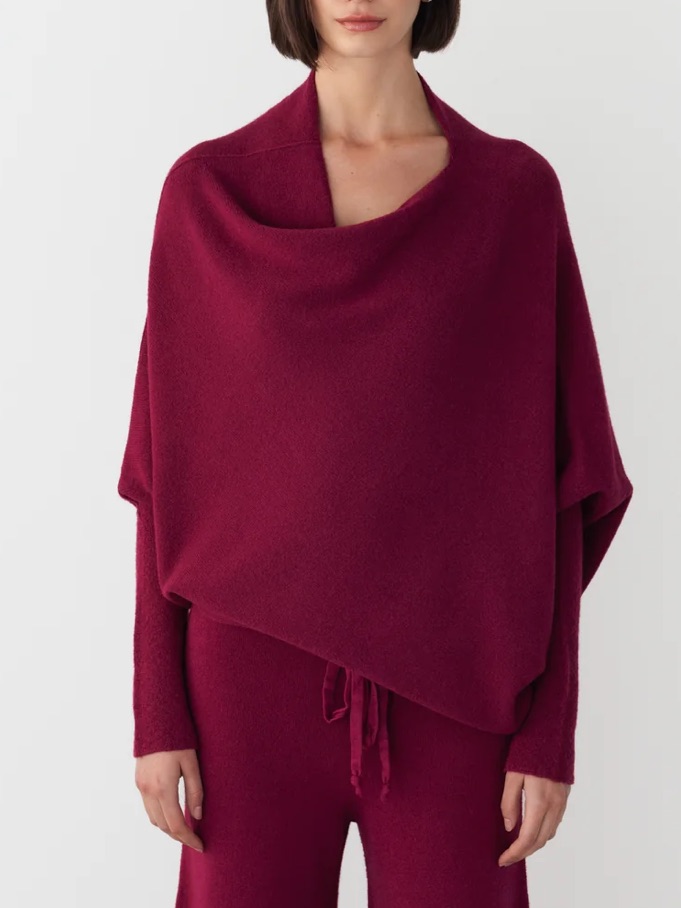 Like New Jaki London Asymmetric Draped | Burgundy | Seamless Knit Size: S/M — image 2 of 8